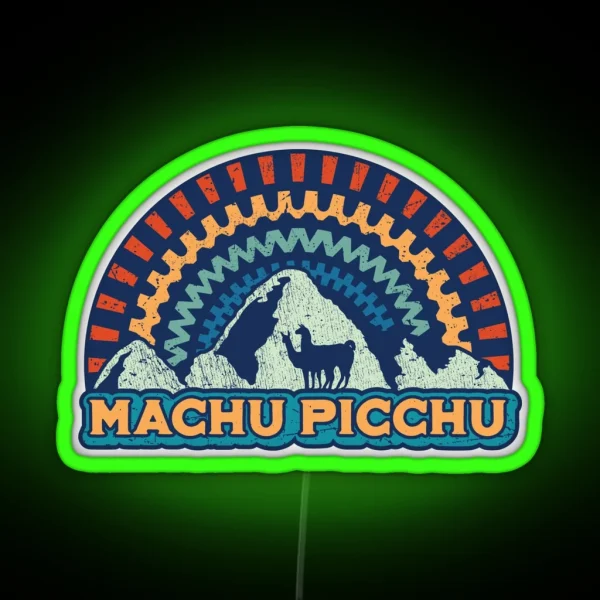 Machu Picchu Retro Inca Peru RGB Neon Sign