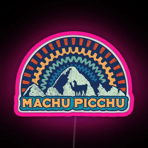 Machu Picchu Retro Inca Peru RGB Neon Sign