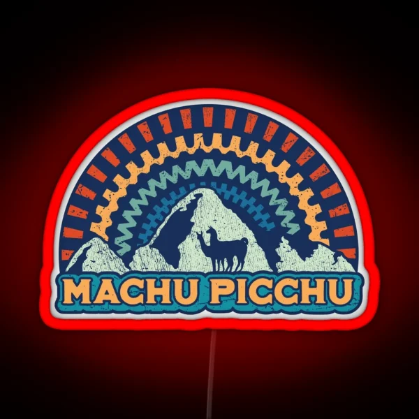 Machu Picchu Retro Inca Peru RGB Neon Sign