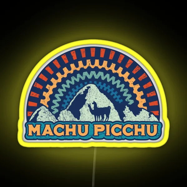 Machu Picchu Retro Inca Peru RGB Neon Sign
