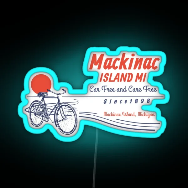 Mackinac Island Michigan Bicycle Sunset RGB Neon Sign