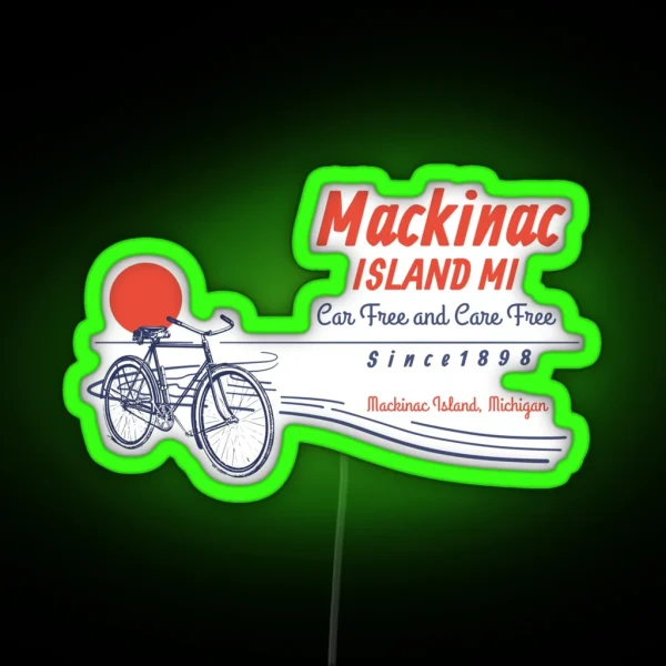 Mackinac Island Michigan Bicycle Sunset RGB Neon Sign