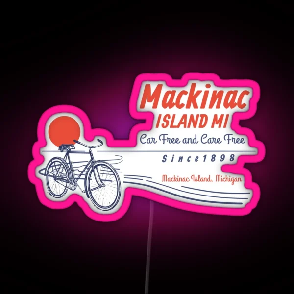 Mackinac Island Michigan Bicycle Sunset RGB Neon Sign