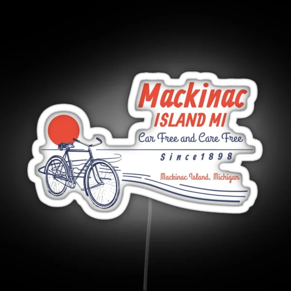 Mackinac Island Michigan Bicycle Sunset RGB Neon Sign