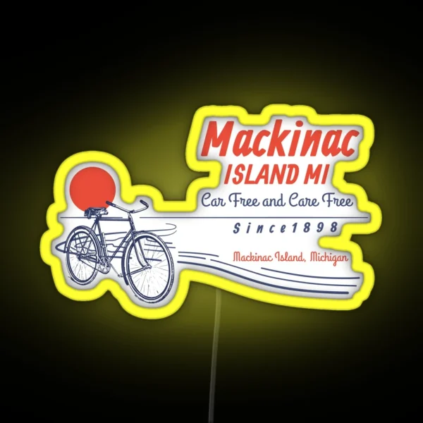 Mackinac Island Michigan Bicycle Sunset RGB Neon Sign