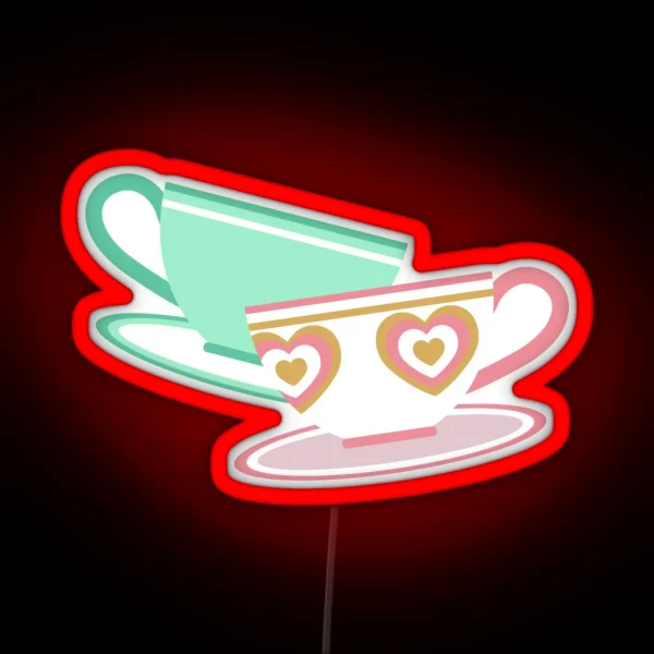 Mad Tea Party Teacups Pink And Green RGB Neon Sign