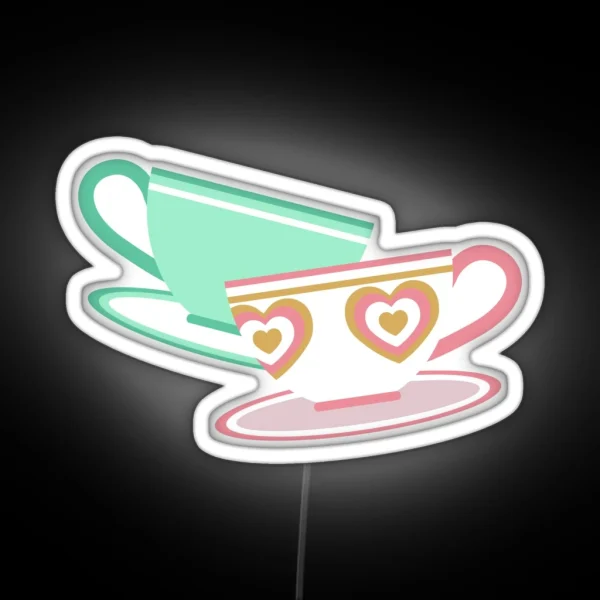 Mad Tea Party Teacups Pink And Green RGB Neon Sign