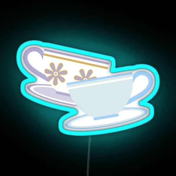 Mad Tea Party Teacups Purple And Blue RGB Neon Sign