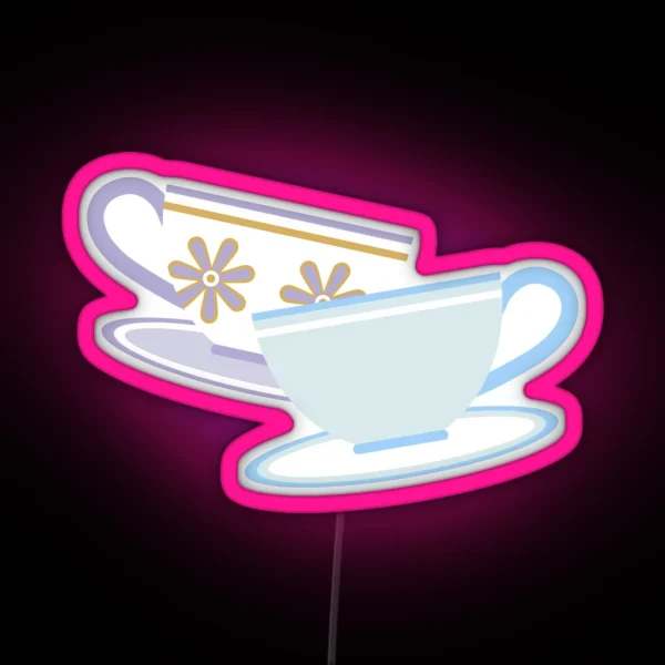 Mad Tea Party Teacups Purple And Blue RGB Neon Sign
