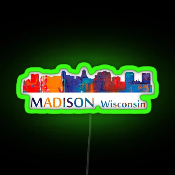 Madison Wisconsin Skyline Art RGB Neon Sign