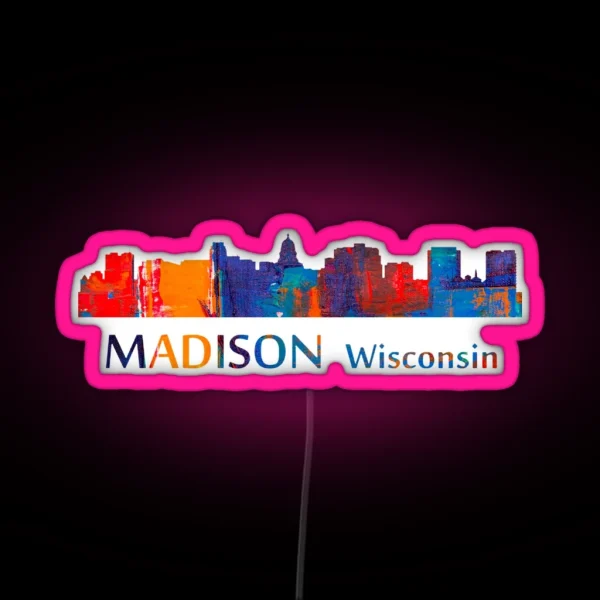 Madison Wisconsin Skyline Art RGB Neon Sign