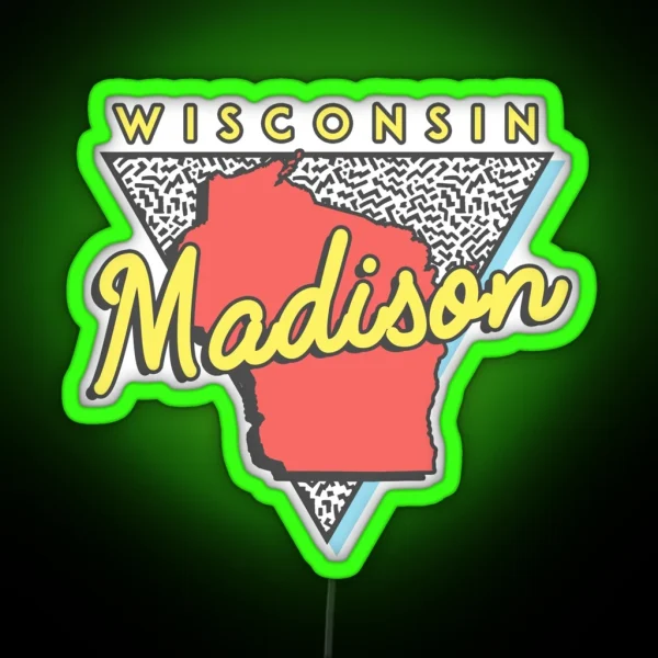 Madison Wisconsin WI Souvenirs Vintage RGB Neon Sign