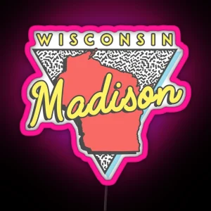 Madison Wisconsin WI Souvenirs Vintage Triangle RGB Neon Sign