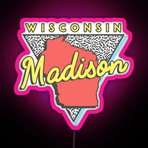 Madison Wisconsin WI Souvenirs Vintage RGB Neon Sign