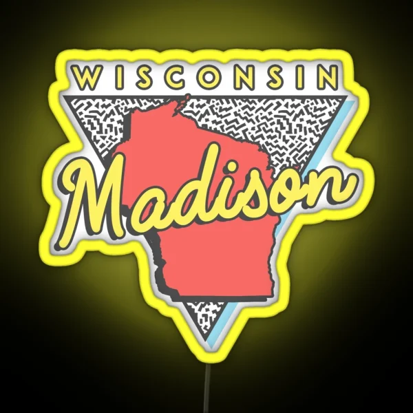 Madison Wisconsin WI Souvenirs Vintage RGB Neon Sign