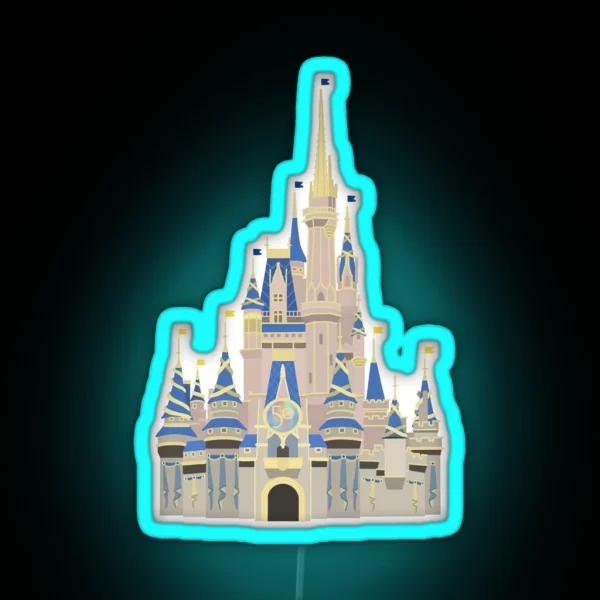 Magic Kingdom 50th Celebration Castle RGB Neon Sign