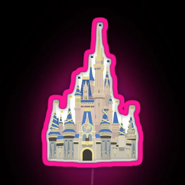 Magic Kingdom 50th Celebration Castle RGB Neon Sign