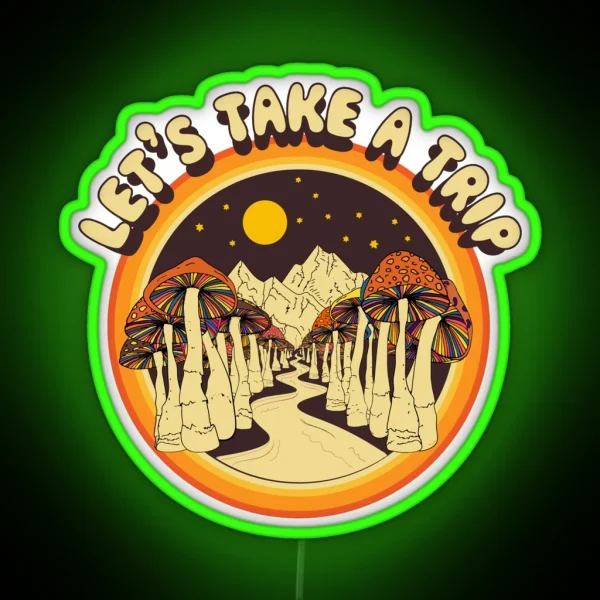 Magic Mushroom Take A Trip RGB Neon Sign