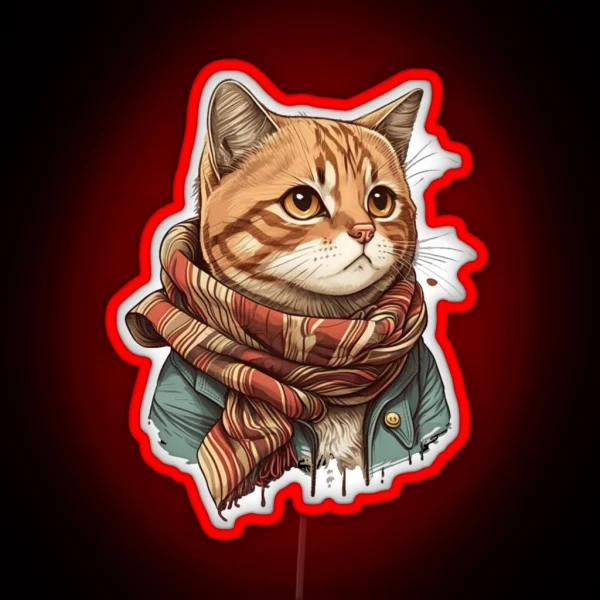 Magical Cat With Scarf RGB Neon Sign