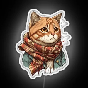 Magical Cat With Scarf RGB Neon Sign