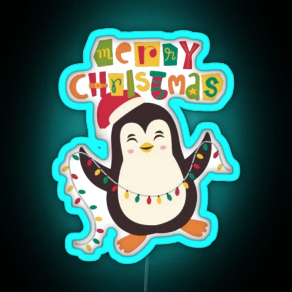 Magical Christmas With Unique Penguin Designs RGB Neon Sign