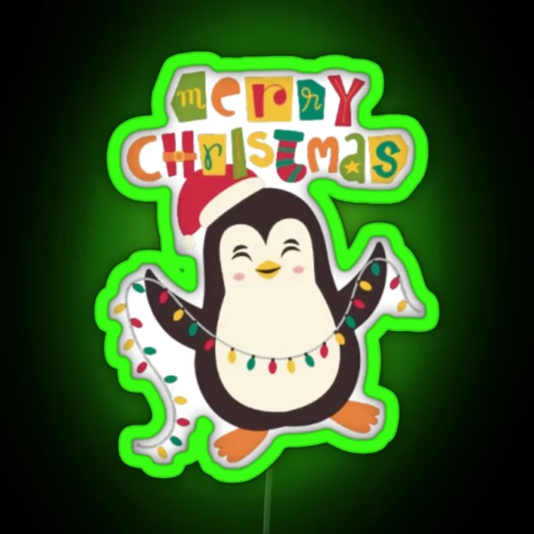 Magical Christmas With Unique Penguin Designs RGB Neon Sign