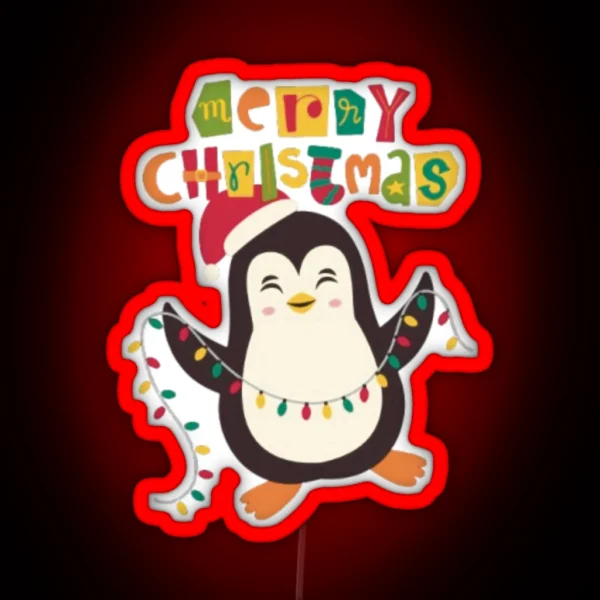 Magical Christmas With Unique Penguin Designs RGB Neon Sign