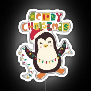 Magical Christmas With Unique Penguin Designs RGB Neon Sign