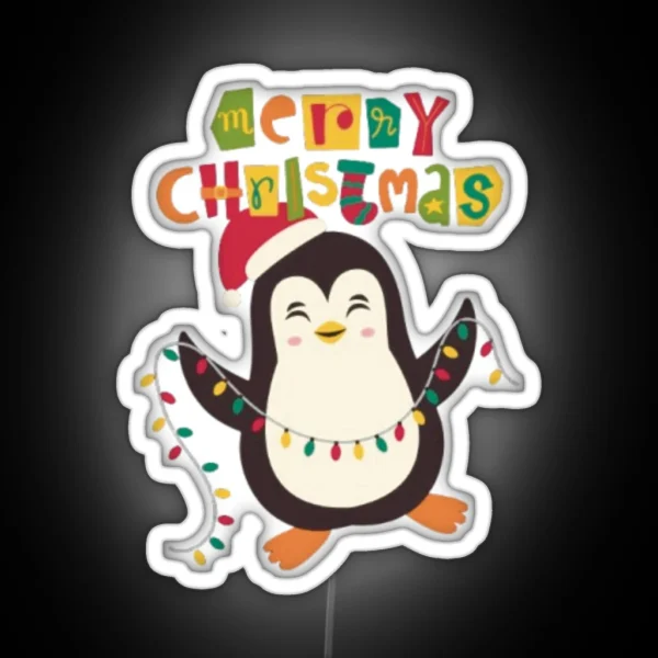 Magical Christmas With Unique Penguin Designs RGB Neon Sign