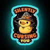Quirky Magical Cursing Duck Neon Sign in Vibrant Rainbow Color