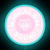 Magical girl squad neon sign in vibrant multicolor glowing LED