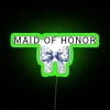 Neon blue ribbon maid of honor gift sign for bridesmaids.