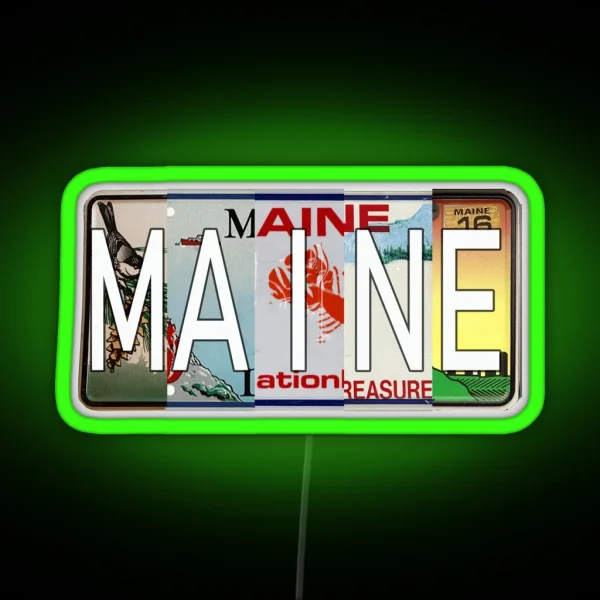 Maine License Plates RGB Neon Sign
