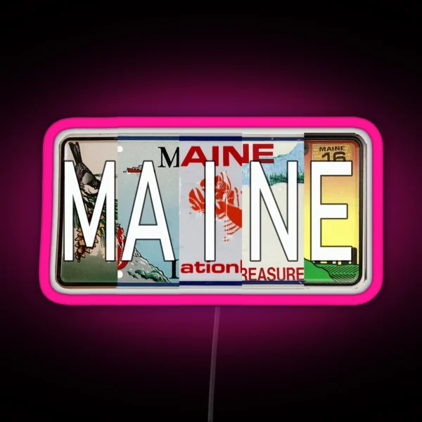 Maine License Plates RGB Neon Sign