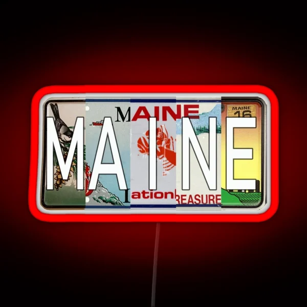 Maine License Plates RGB Neon Sign
