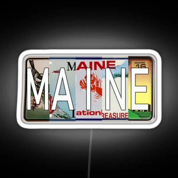 Maine License Plates RGB Neon Sign