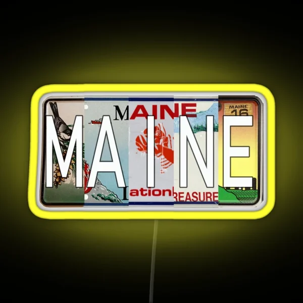 Maine License Plates RGB Neon Sign