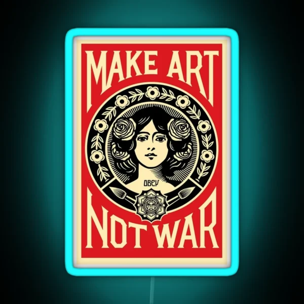 Make Art Not War RGB Neon Sign