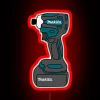 Neon powered Makita Impact Driver logo in vibrant RGB lighting