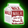 Vibrant RGB LED illuminated malk neon wall decoration and art