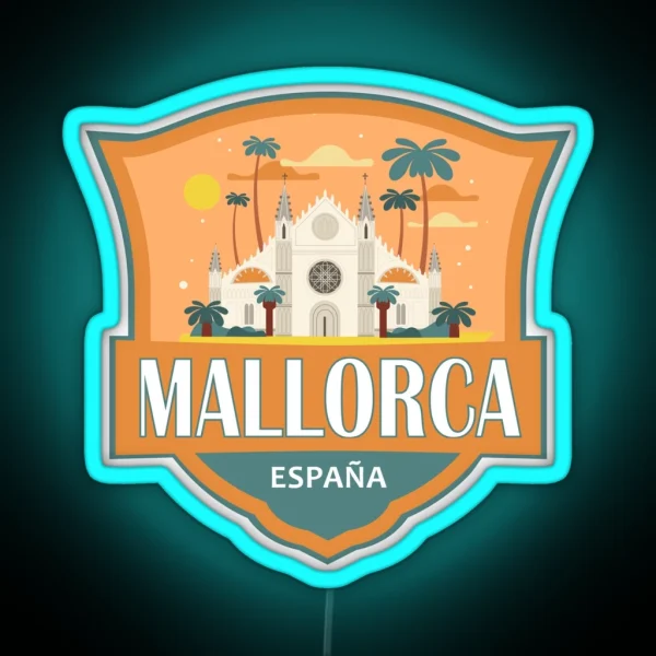 Mallorca Spain Travel Retro Badge RGB Neon Sign