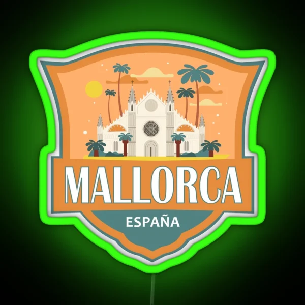 Mallorca Spain Travel Retro Badge RGB Neon Sign