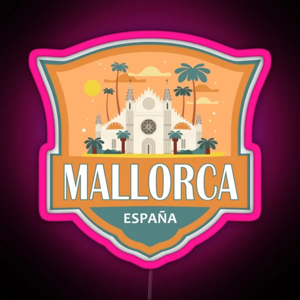 Mallorca Spain Travel Retro Badge RGB Neon Sign