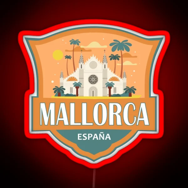 Mallorca Spain Travel Retro Badge RGB Neon Sign
