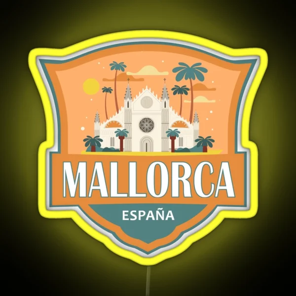 Mallorca Spain Travel Retro Badge RGB Neon Sign