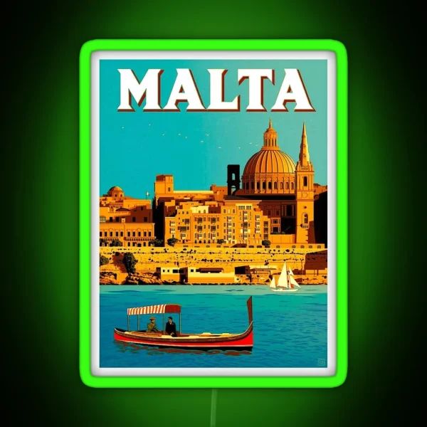 MALTA Travel And Tourism Vintage Advertising Print RGB Neon Sign