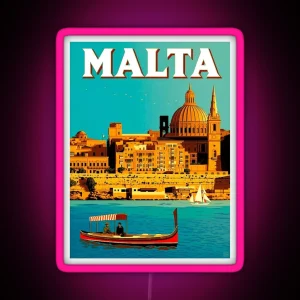 MALTA Travel And Tourism Vintage Advertising Print RGB Neon Sign