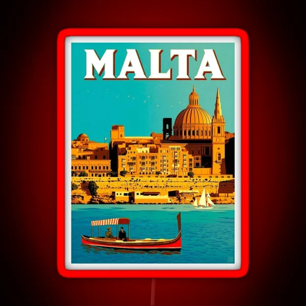 MALTA Travel And Tourism Vintage Advertising Print RGB Neon Sign