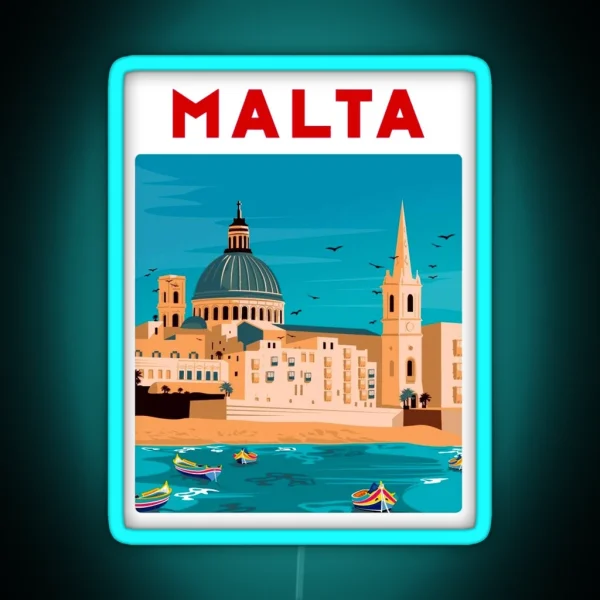MALTA Vintage Travel And Tourism Advertising RGB Neon Sign