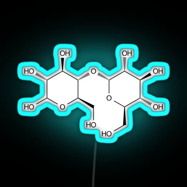 Maltose Malt Sugar Chemical Molecule Structure RGB Neon Sign